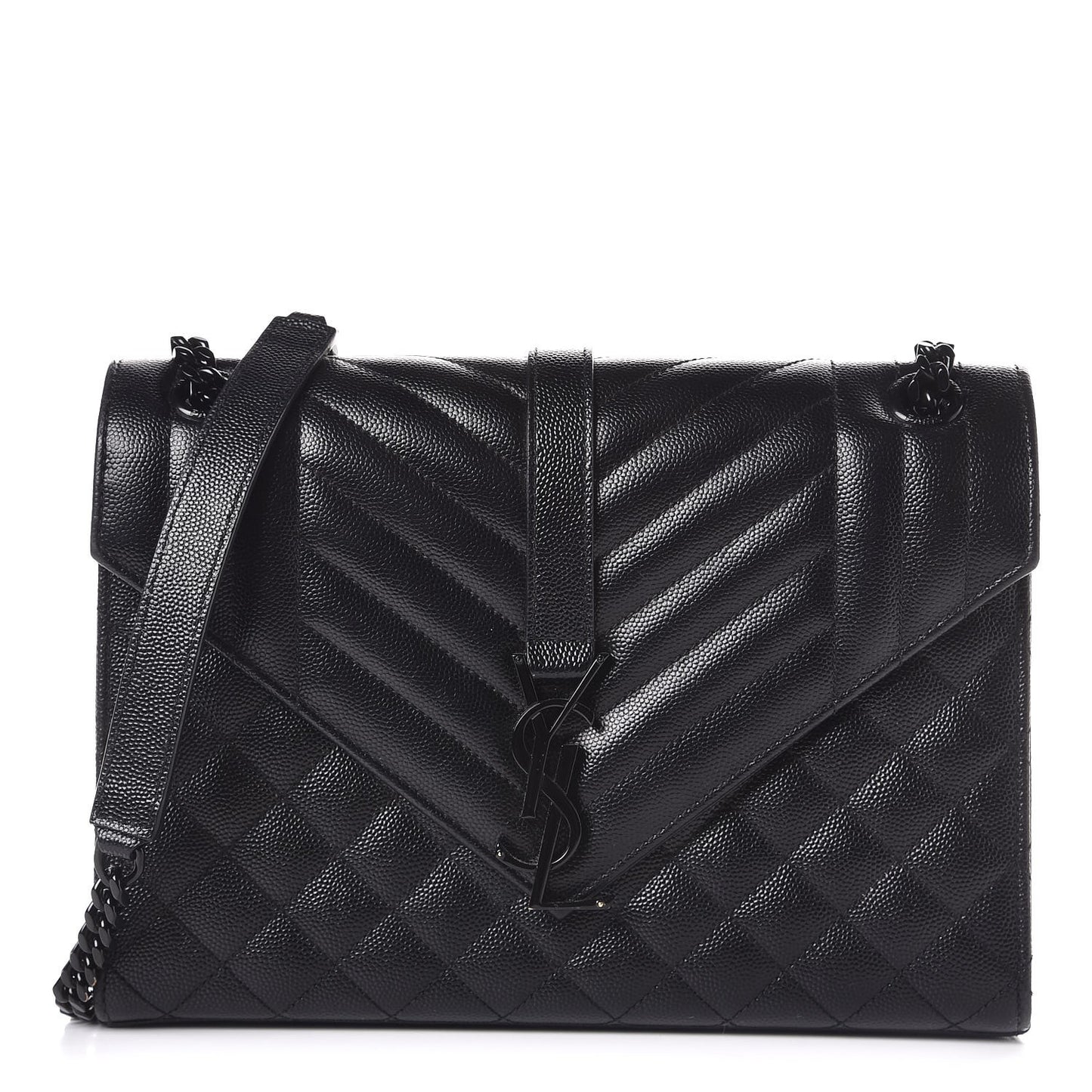 Grain De Poudre Textured Mixed Matelasse Triquilt Medium Monogram Satchel Black
