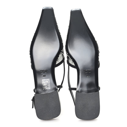 Gucci Tela Retino Kid Scamosciato Crystal GG Monogram Square Demi Ballet Flats 40 Black 6 of 8