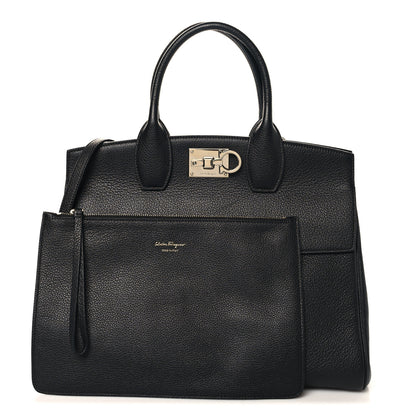 Salvatore Ferragamo Calfskin Large Studio Bag Black 3 of 11