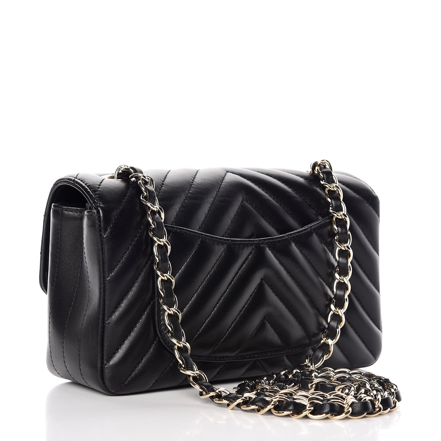 Chanel Lambskin Chevron Quilted Mini Rectangular Flap Black 3 of 11