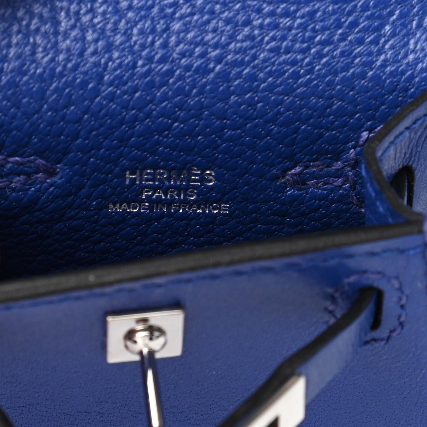 Tadelakt Mini Kelly Twilly Bag Charm Bleu Electrique