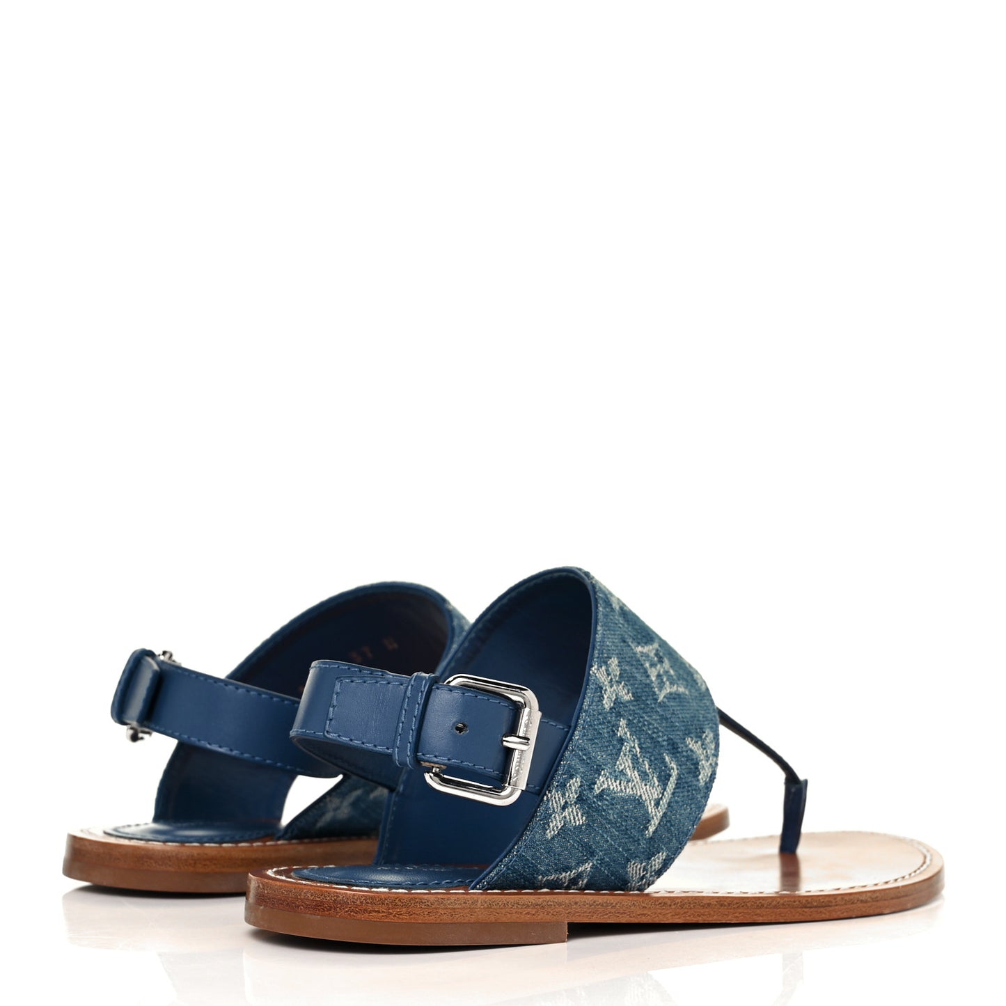 Monogram Denim Starboard Flat Thong Sandal 37 Blue