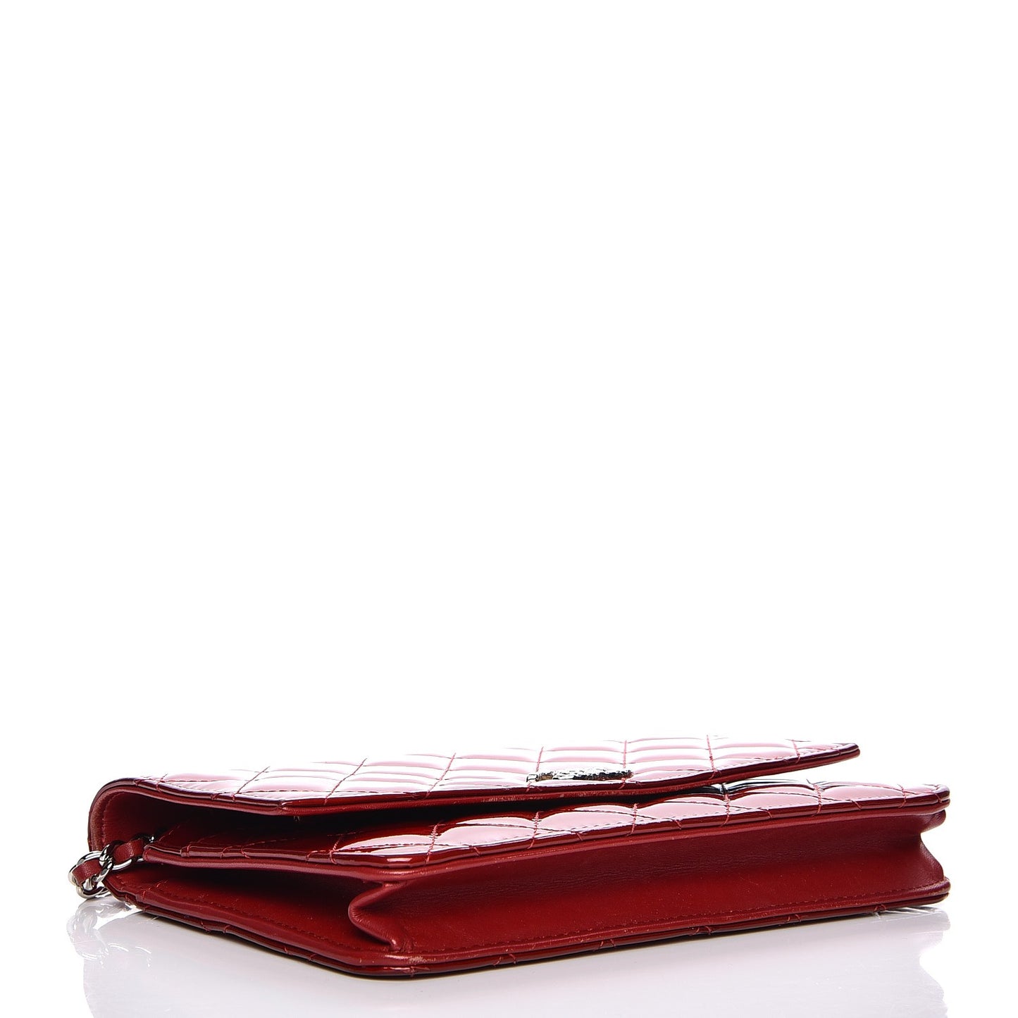 Patent Quilted Brilliant Wallet On Chain WOC Red