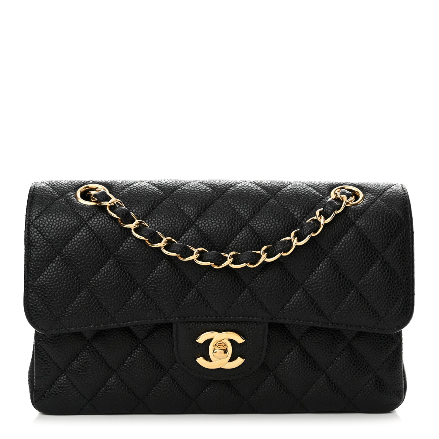 Caviar Quilted Small Double Flap Black