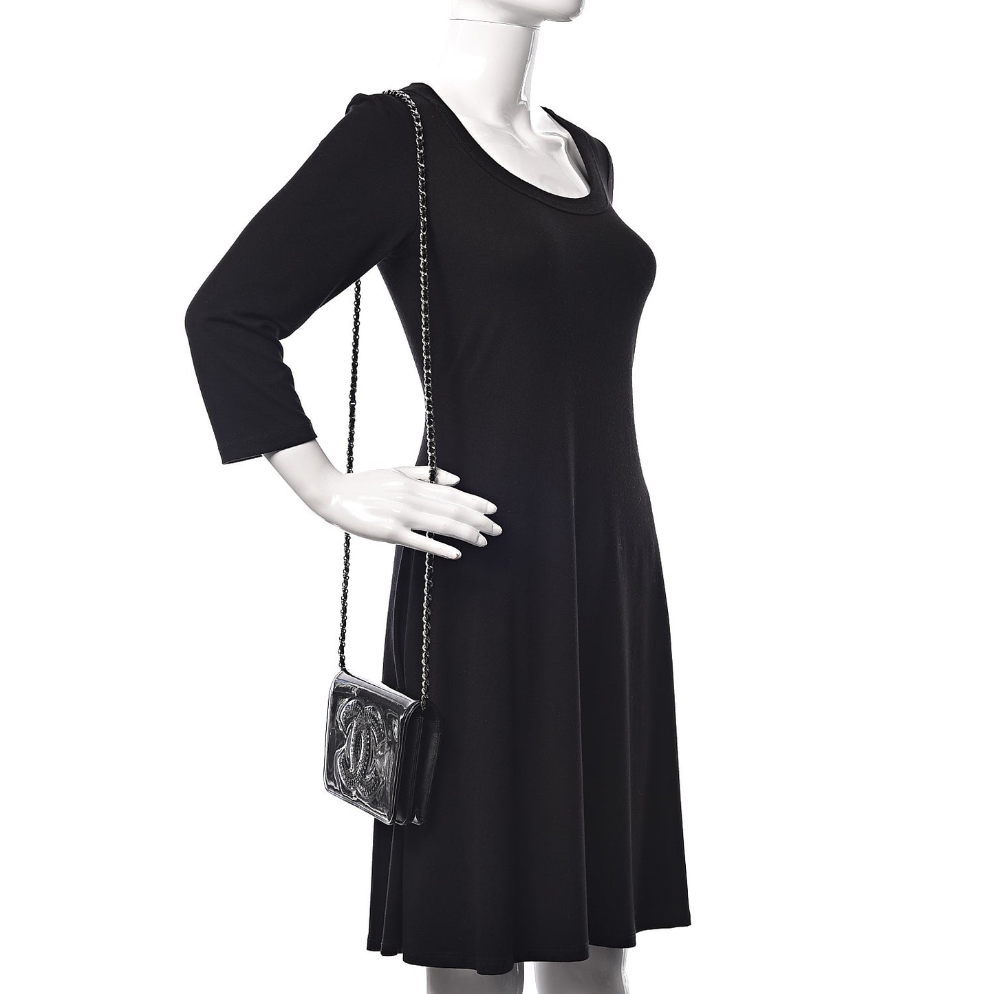 Patent Strass Wallet On Chain WOC Black