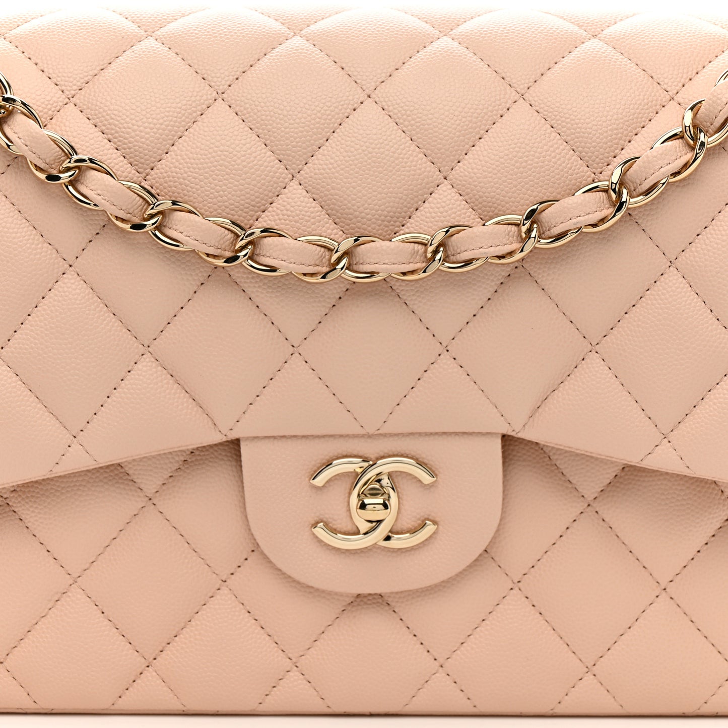 Caviar Quilted Jumbo Double Flap Light Pink