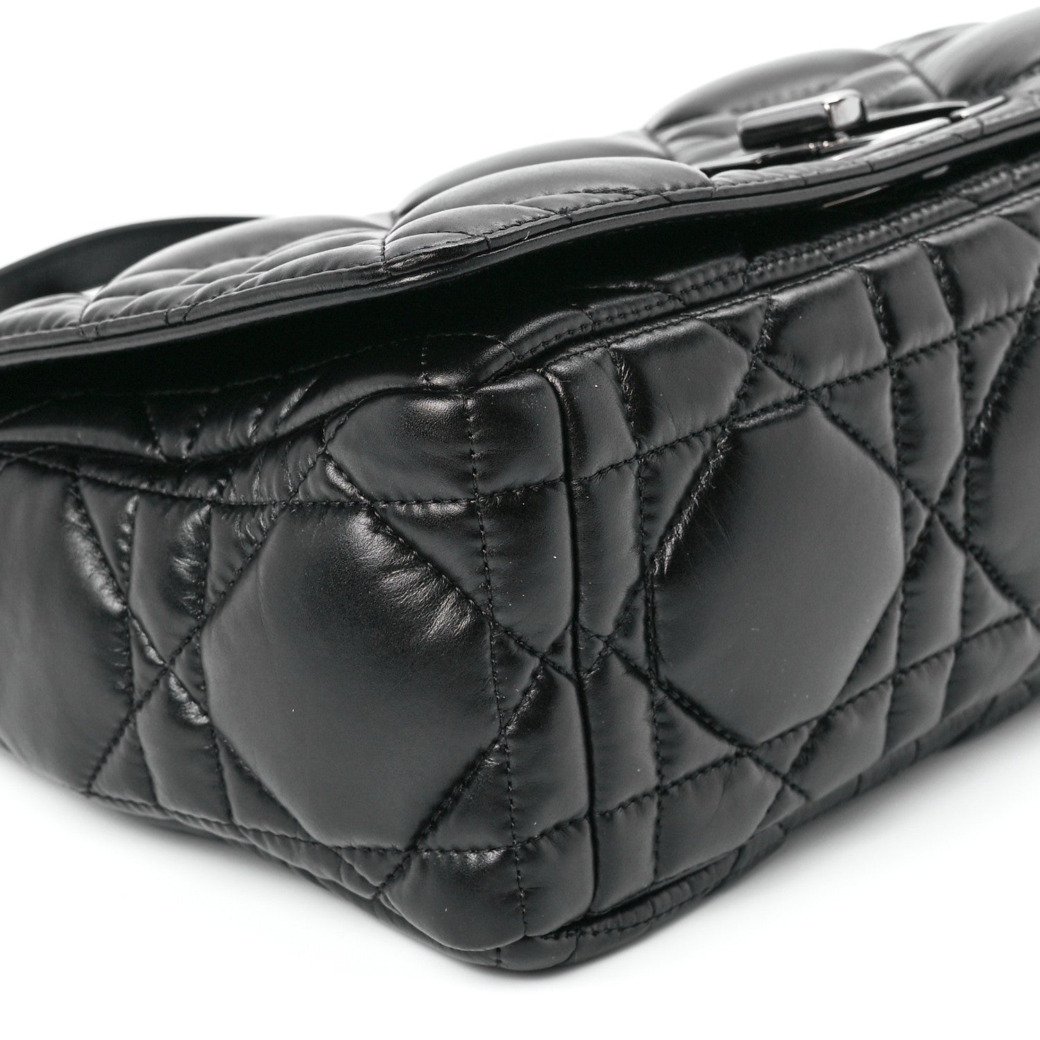 Christian Dior Calfskin Macrocannage Medium Caro Bag Black 10 of 11