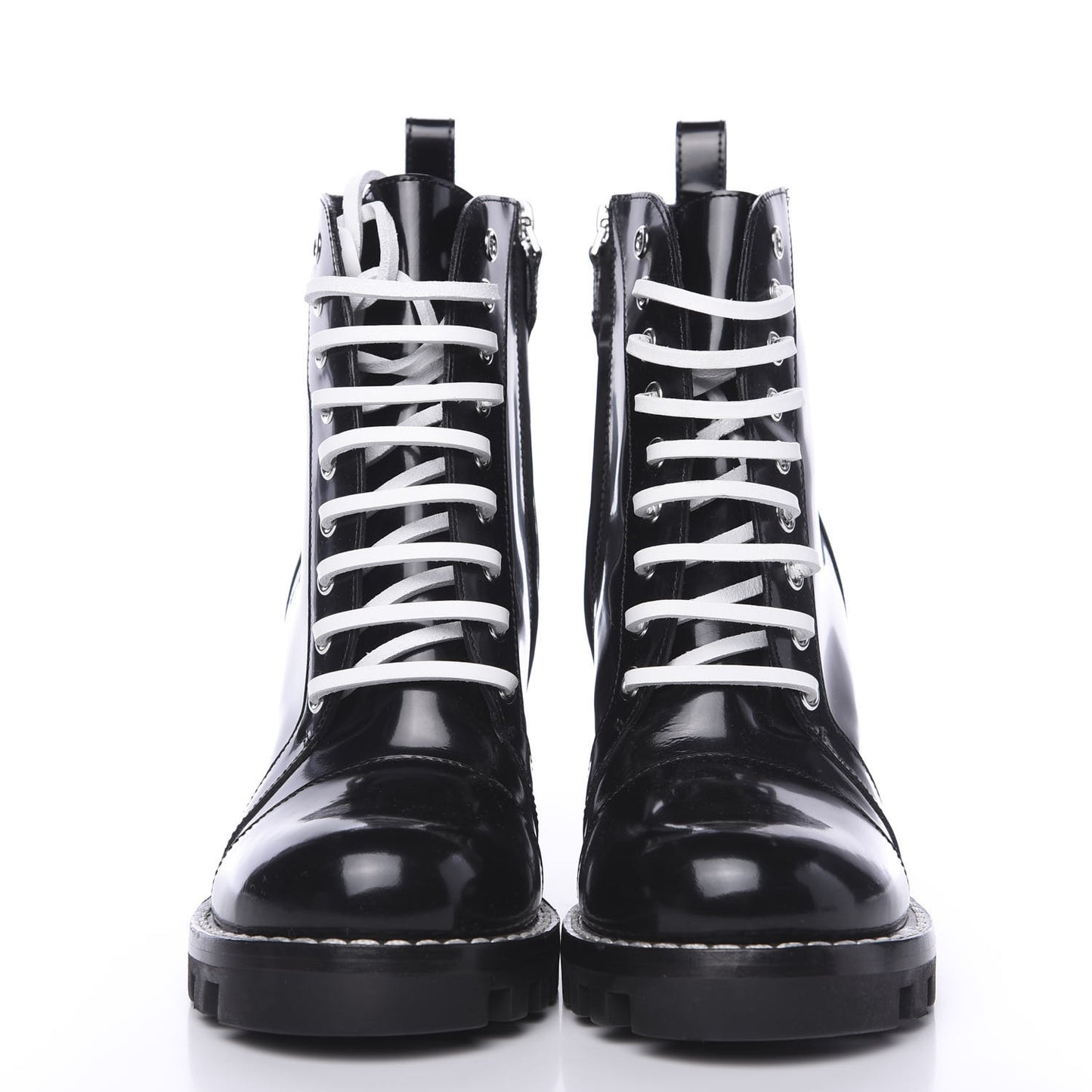 Glazed Calfskin Star Trail Ankle Boots 38 Black