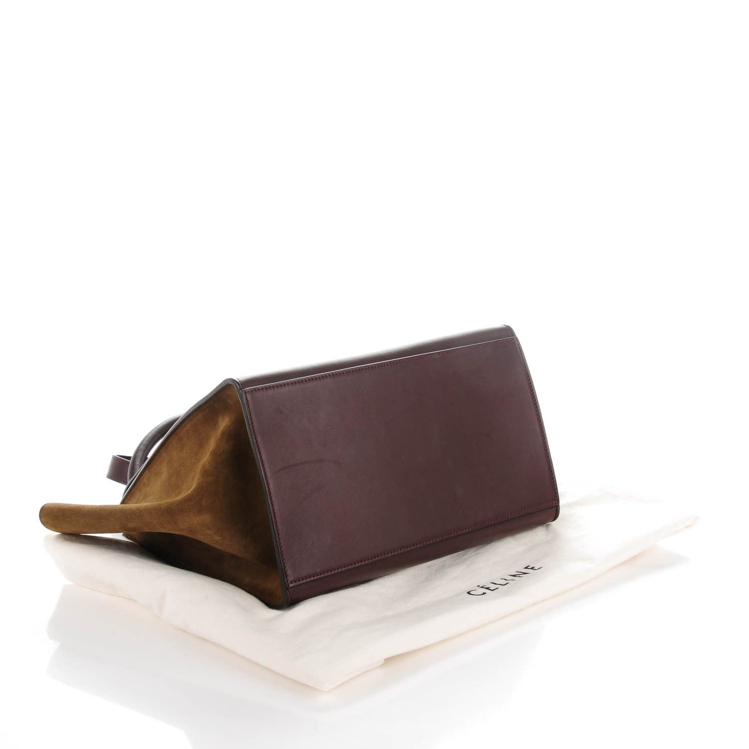 Celine Smooth Calfskin Suede Medium Tri-Color Trapeze Burgundy 4 of 7