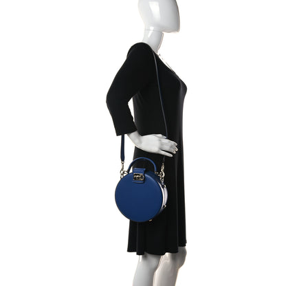 Salvatore Ferragamo Calfskin Round Studio Crossbody Blue 2 of 9