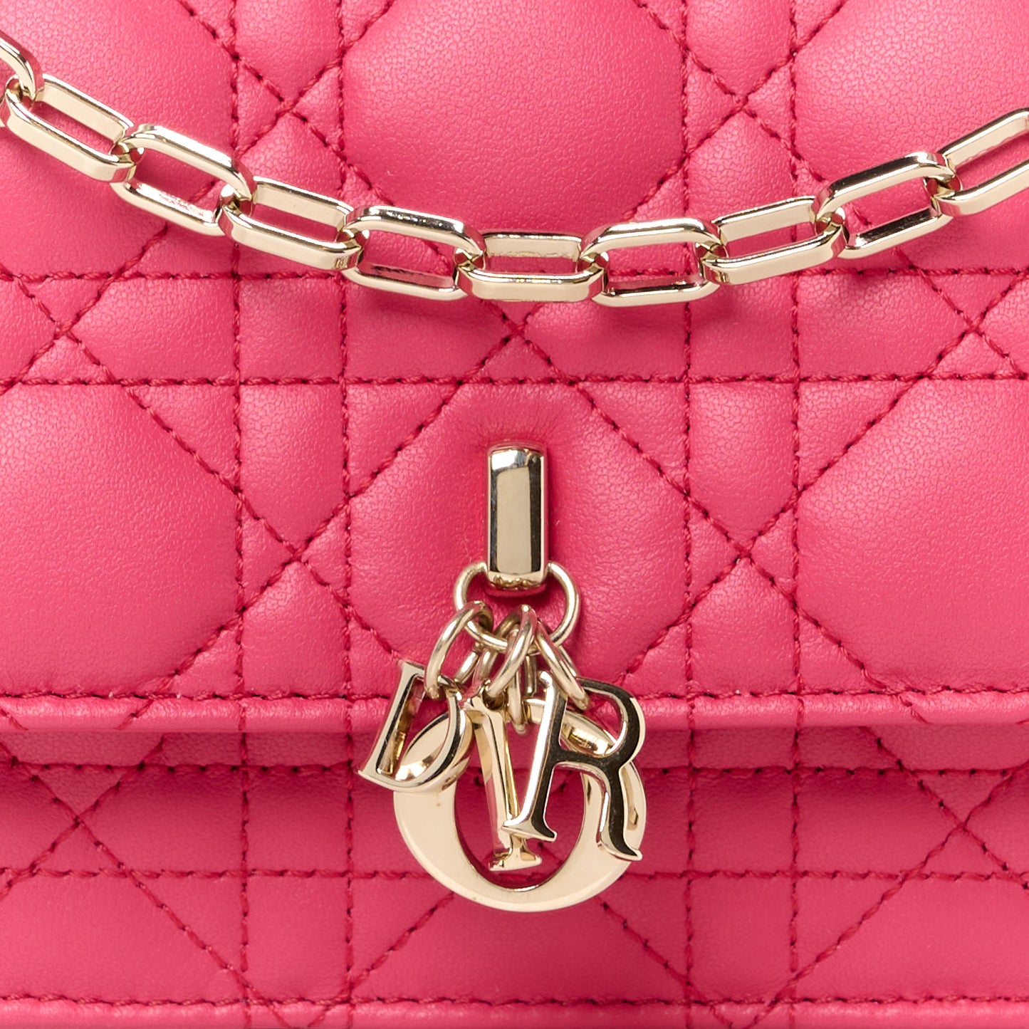 Lambskin Cannage Mini My Dior Top Handle Clutch Dark Pink