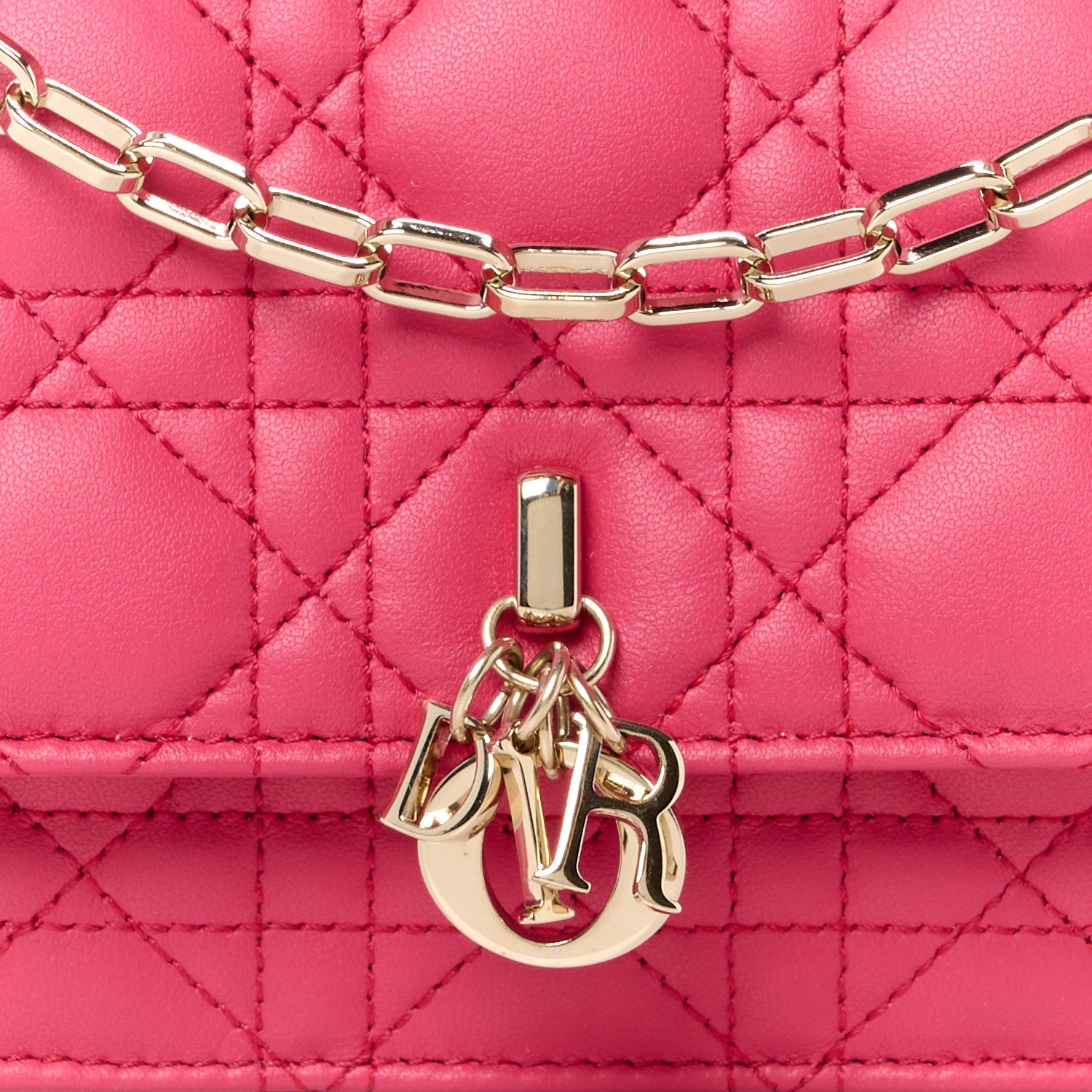 Christian Dior Lambskin Cannage Mini My Dior Top Handle Clutch Dark Pink 8 of 10