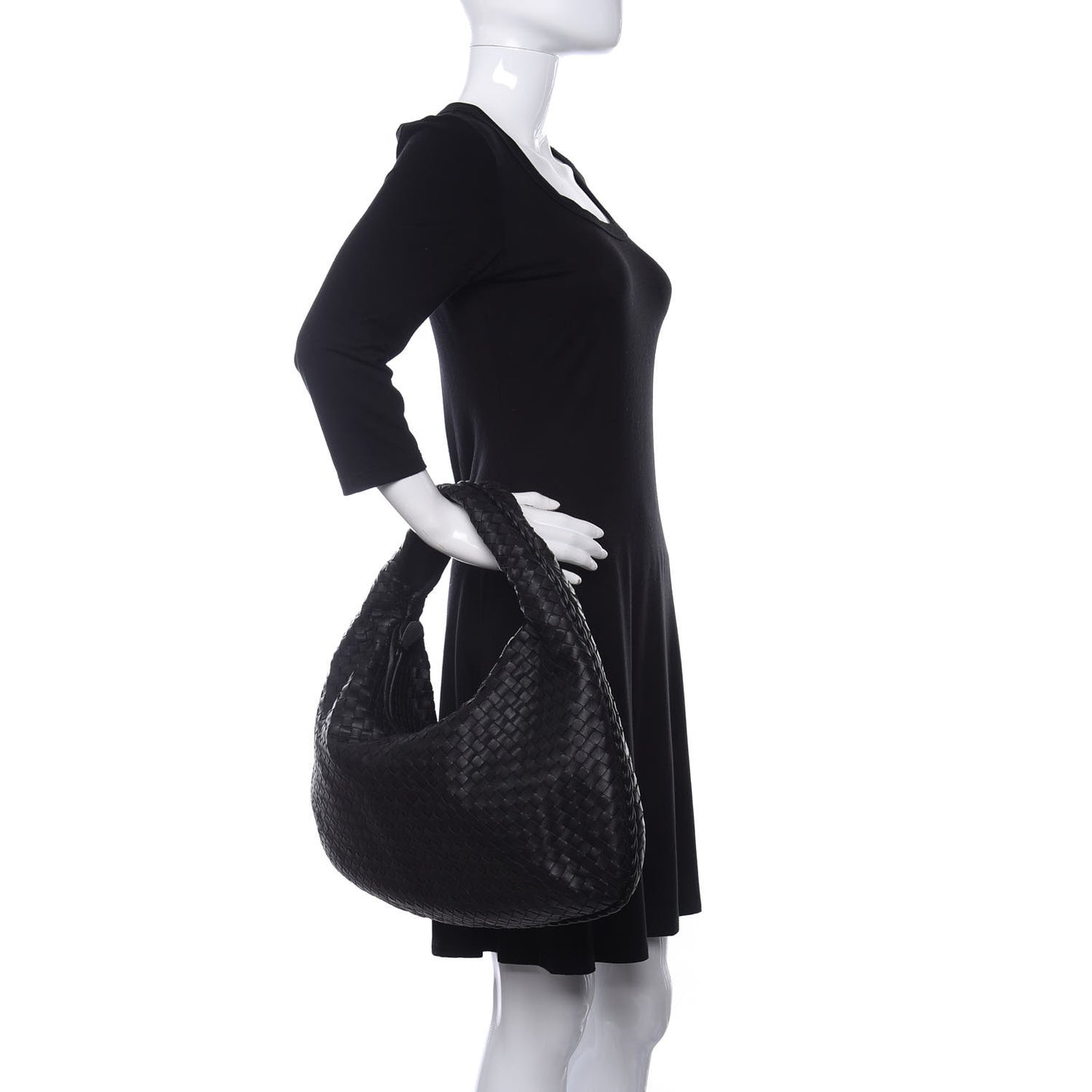 Nappa Intrecciato Large Veneta Hobo Black
