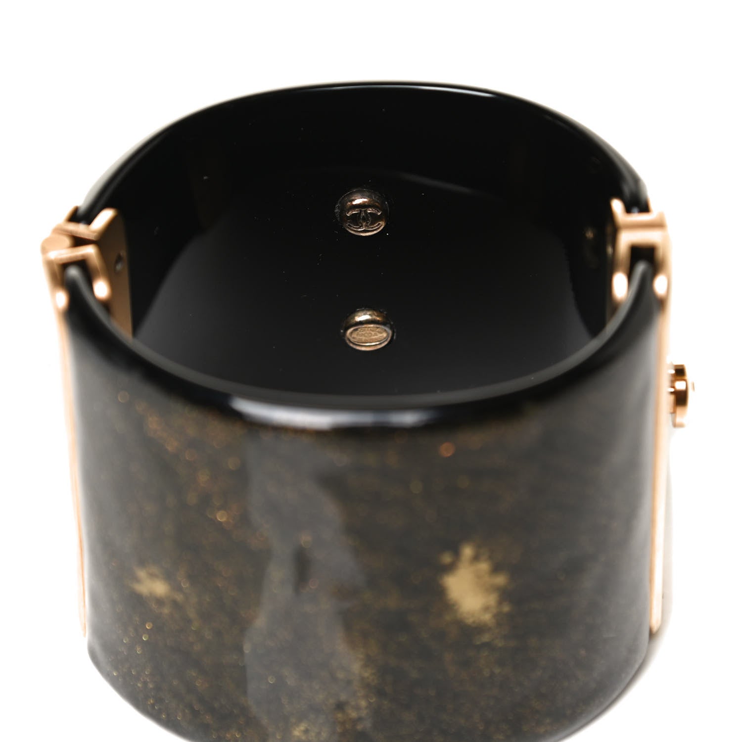Chanel Resin Crystal CC Cuff Black Bronze 5 of 5