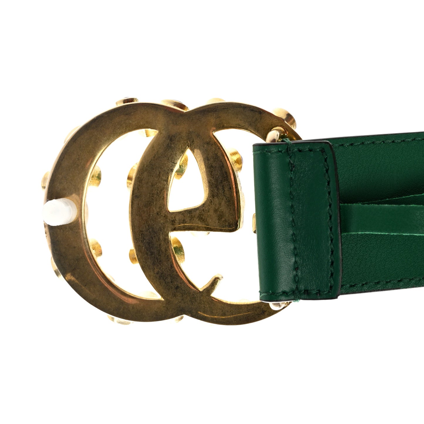 Calfskin Ceramic Glass Double G 40mm Belt 90 36 Emerald Multicolor