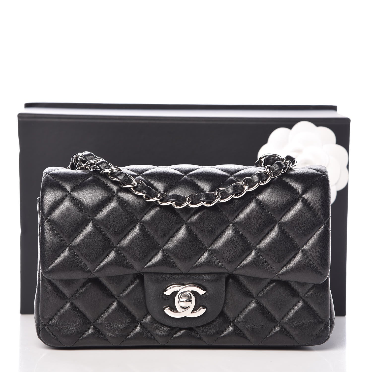 Chanel Lambskin Quilted Mini Rectangular Flap Black 12 of 12