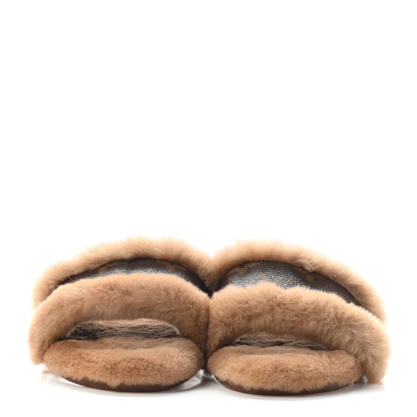 Mink Fur Monogram Lock It Flat Mule 36 Cognac