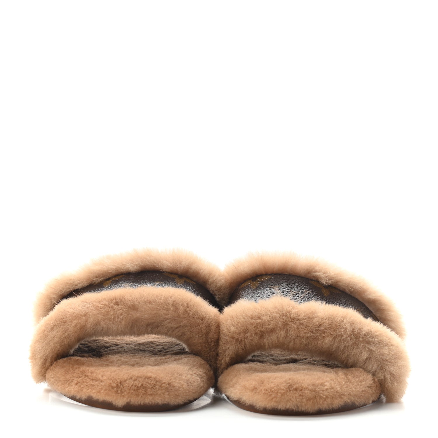 Louis Vuitton Mink Fur Monogram Lock It Flat Mule 36 Cognac 3 of 8