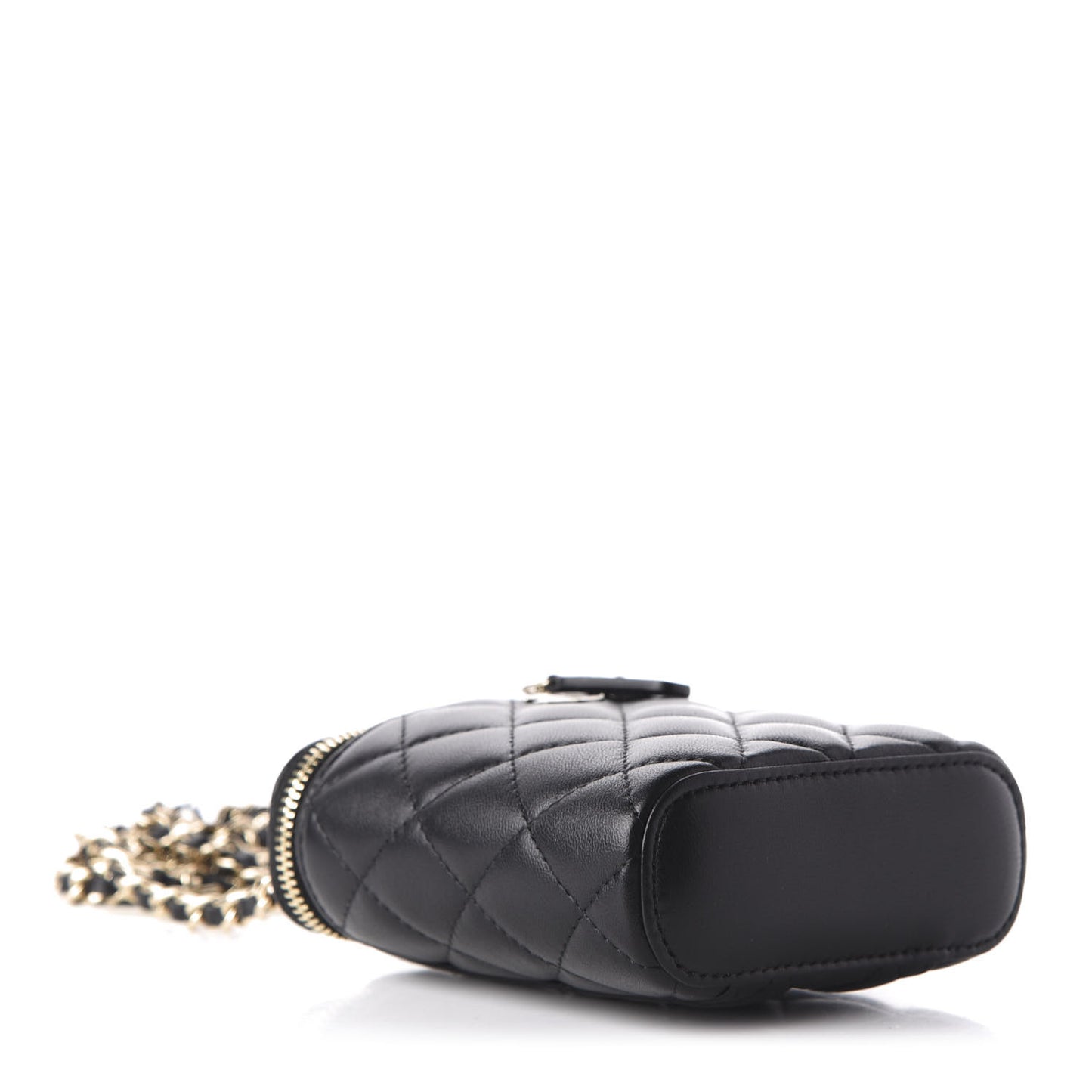 Lambskin Quilted Small Vertical Coco Beauty Vanity Case With Chain Black