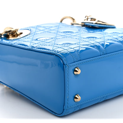 Christian Dior Patent Cannage Mini Lady Dior Blue 8 of 9