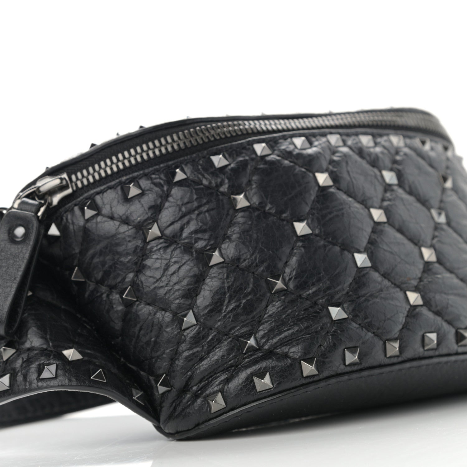 Valentino Garavani Craquele Nappa Rockstud Spike Belt Bag Black 8 of 9