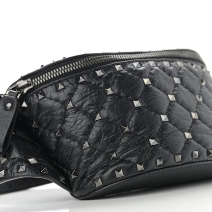 Valentino Garavani Craquele Nappa Rockstud Spike Belt Bag Black 8 of 9