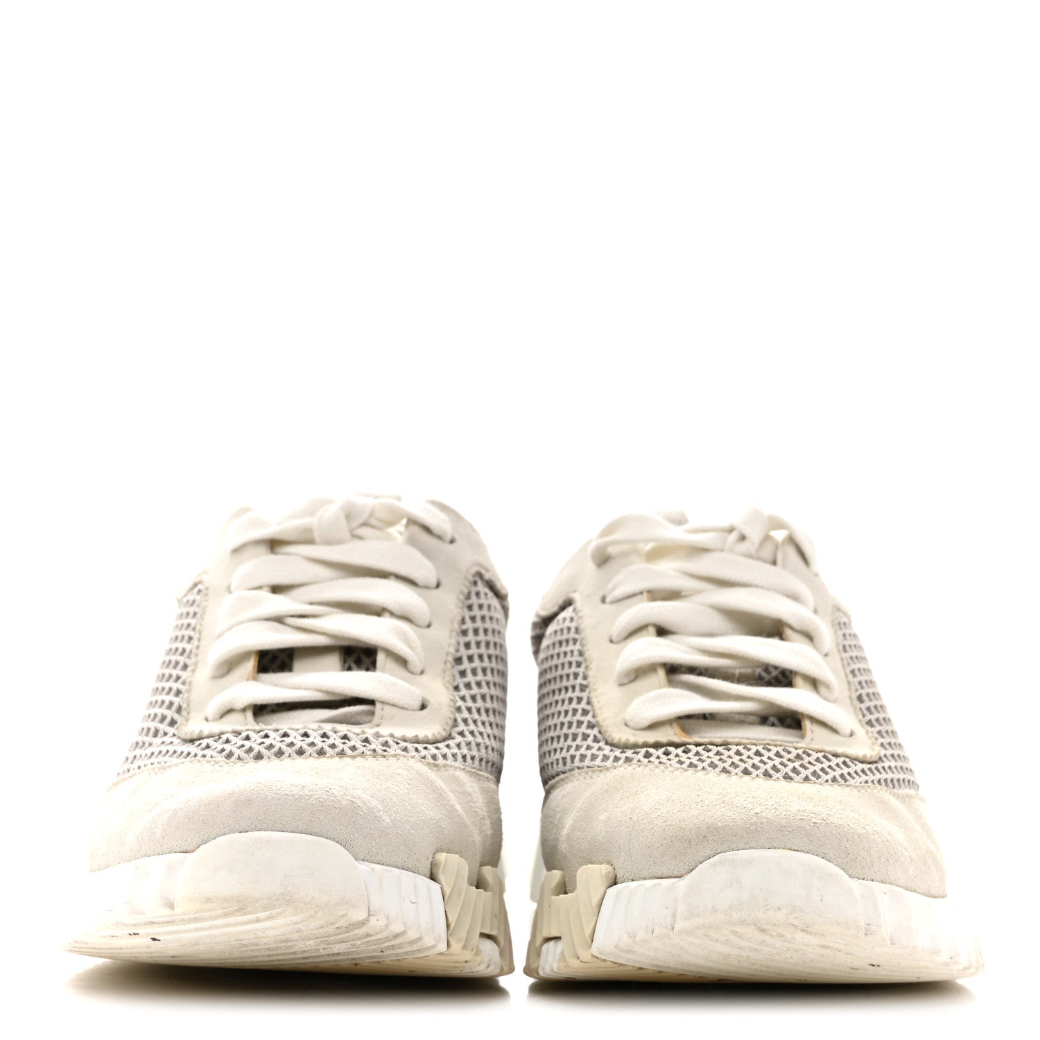 Hermes Air Mesh Suede Goatskin Bouncing Sneakers 35 Gris Lulea White 3 of 14