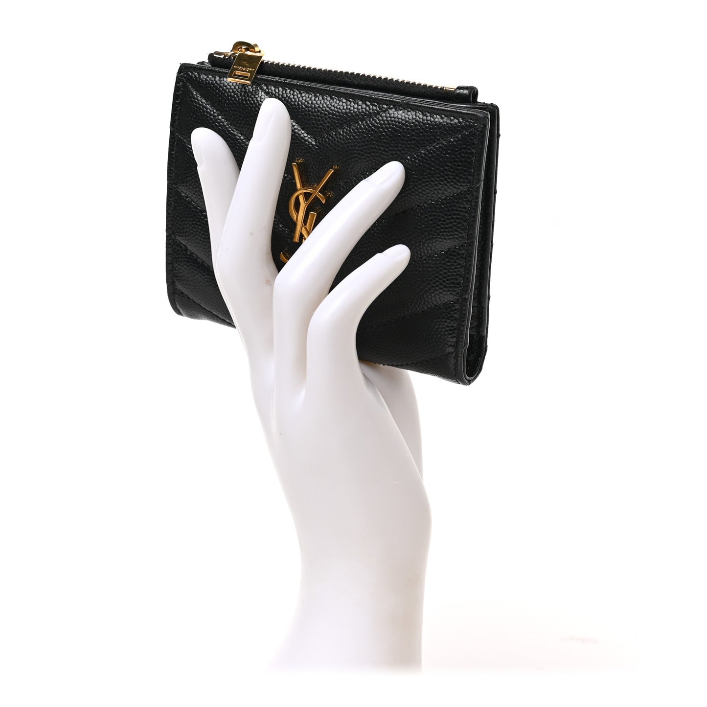Grain De Poudre Matelasse Chevron Monogram Zipped Card Case Black