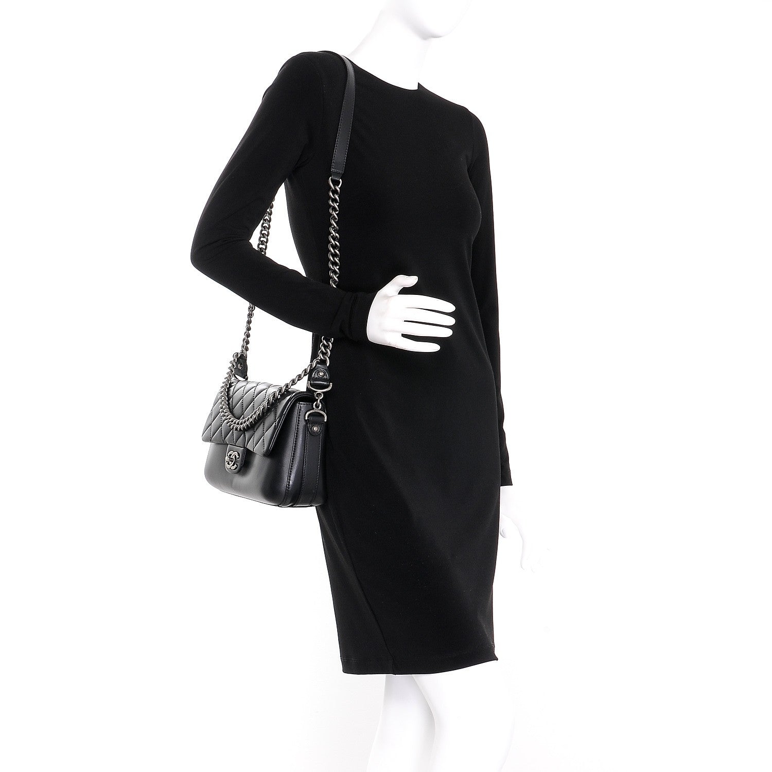 Chanel Calfskin Quilted Large Rock My Shoulder Flap Black 2 of 9