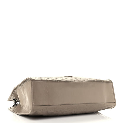 Saint Laurent Crinkled Calfskin Matelasse Monogram Large Niki Shopper Tote Dusty Grey 4 of 13