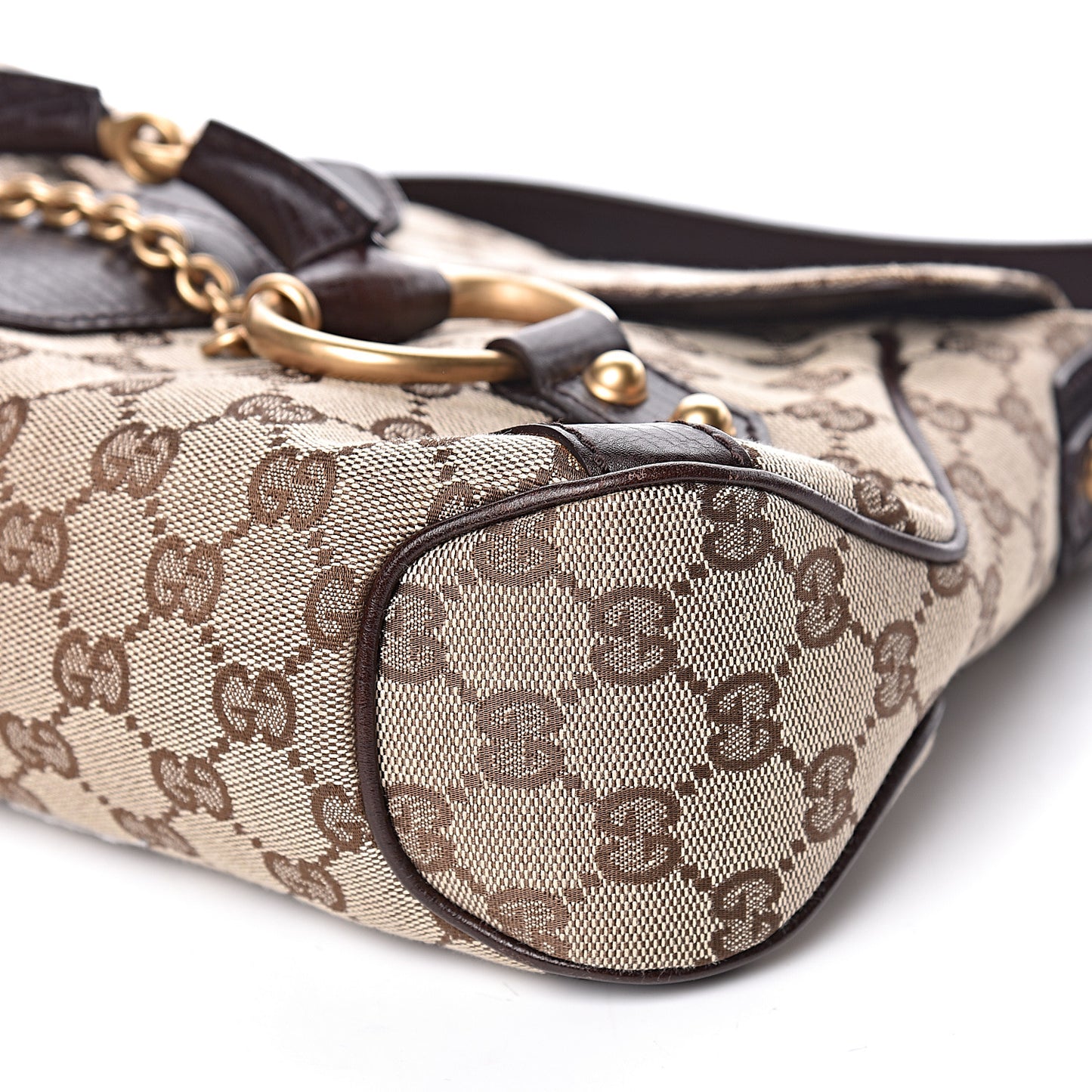 Monogram Horsebit Chain Flap Shoulder Bag Brown