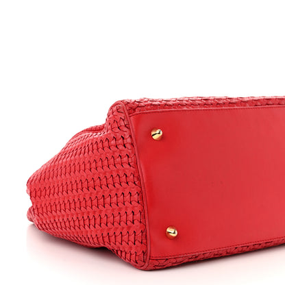 Christian Dior Lambskin Woven Medium Lady Dior Shopping Tote Red 9 of 17