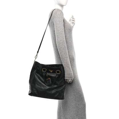 Prada Soft Calf Side Zip Tote Black 2 of 9