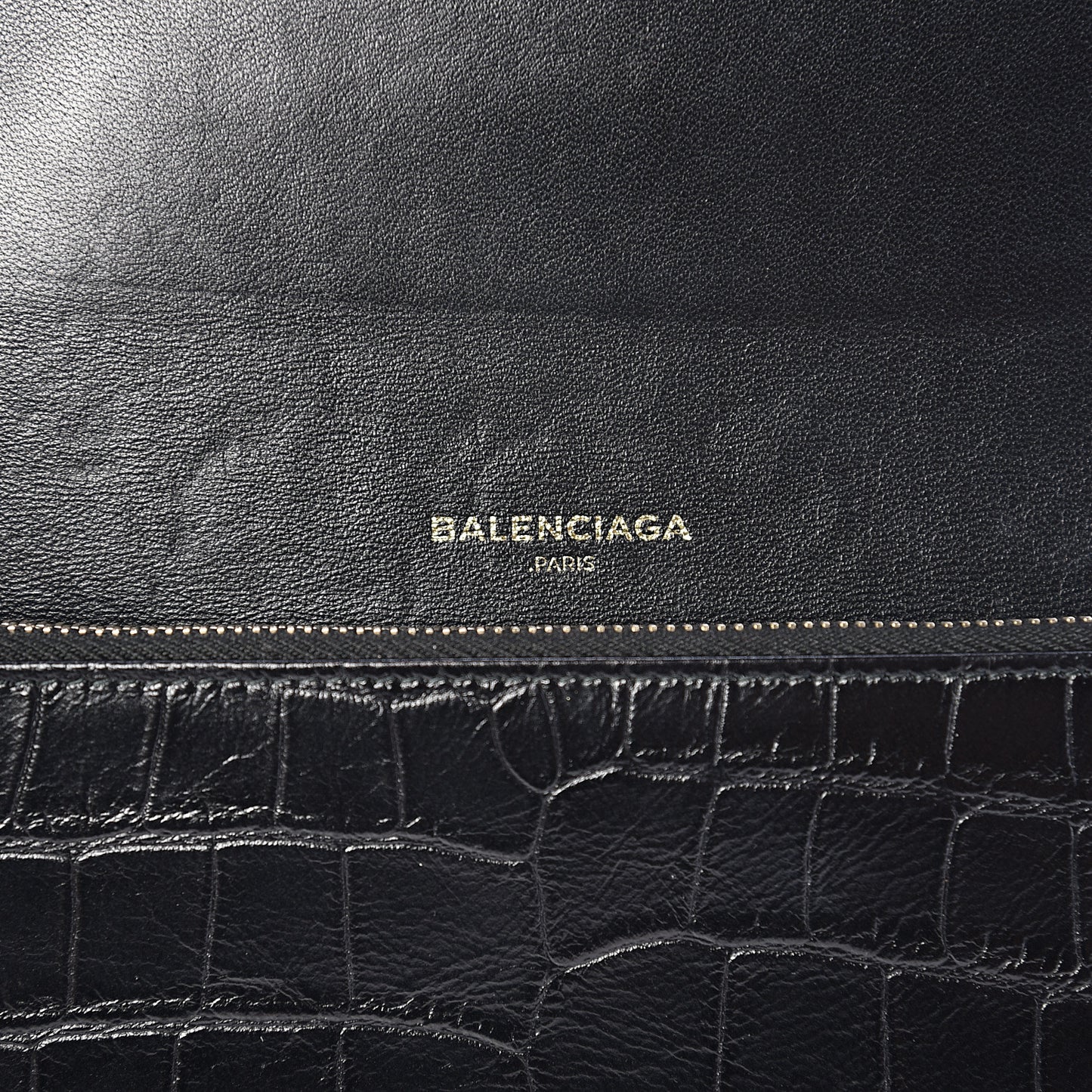 Calfskin Crocodile Classic Hardware Embossed Money Wallet Black