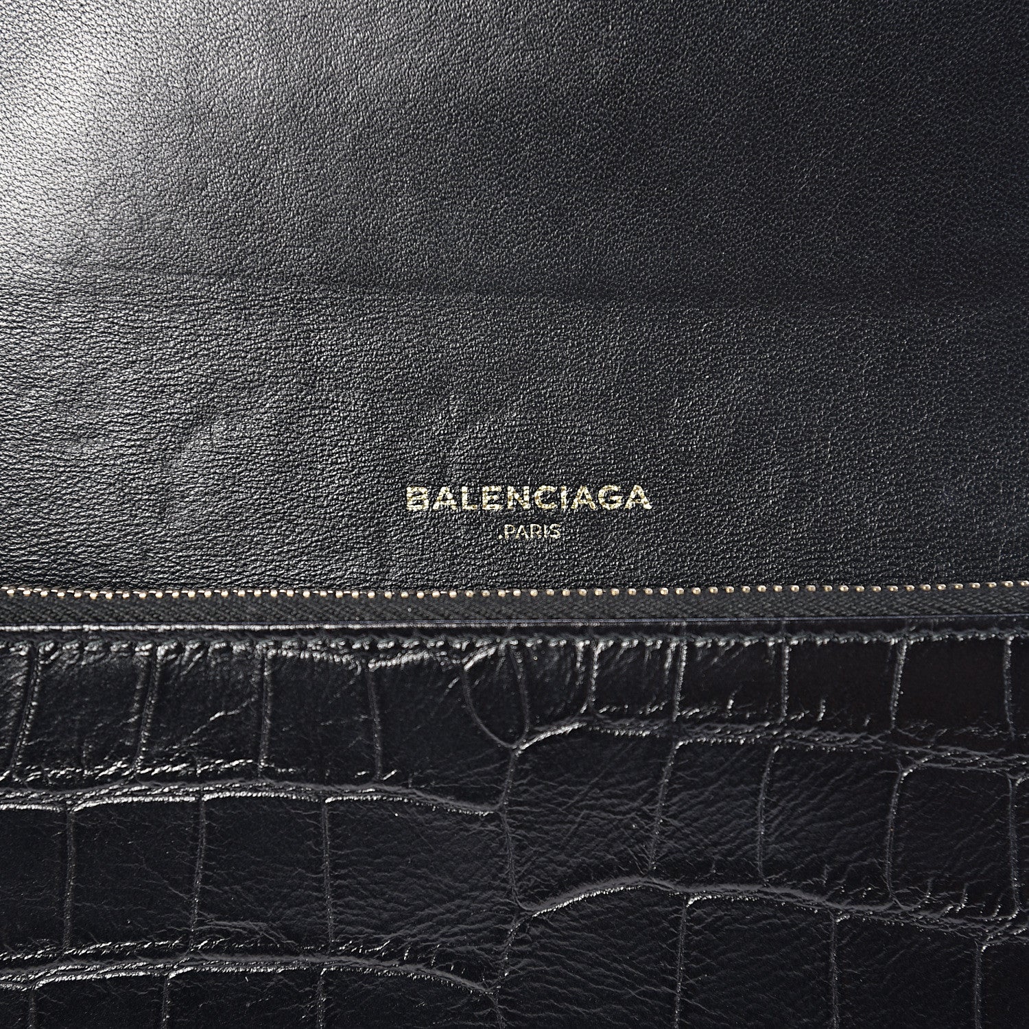 Balenciaga Calfskin Crocodile Classic Hardware Embossed Money Wallet Black 5 of 6