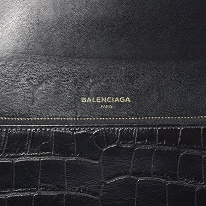 Balenciaga Calfskin Crocodile Classic Hardware Embossed Money Wallet Black 5 of 6