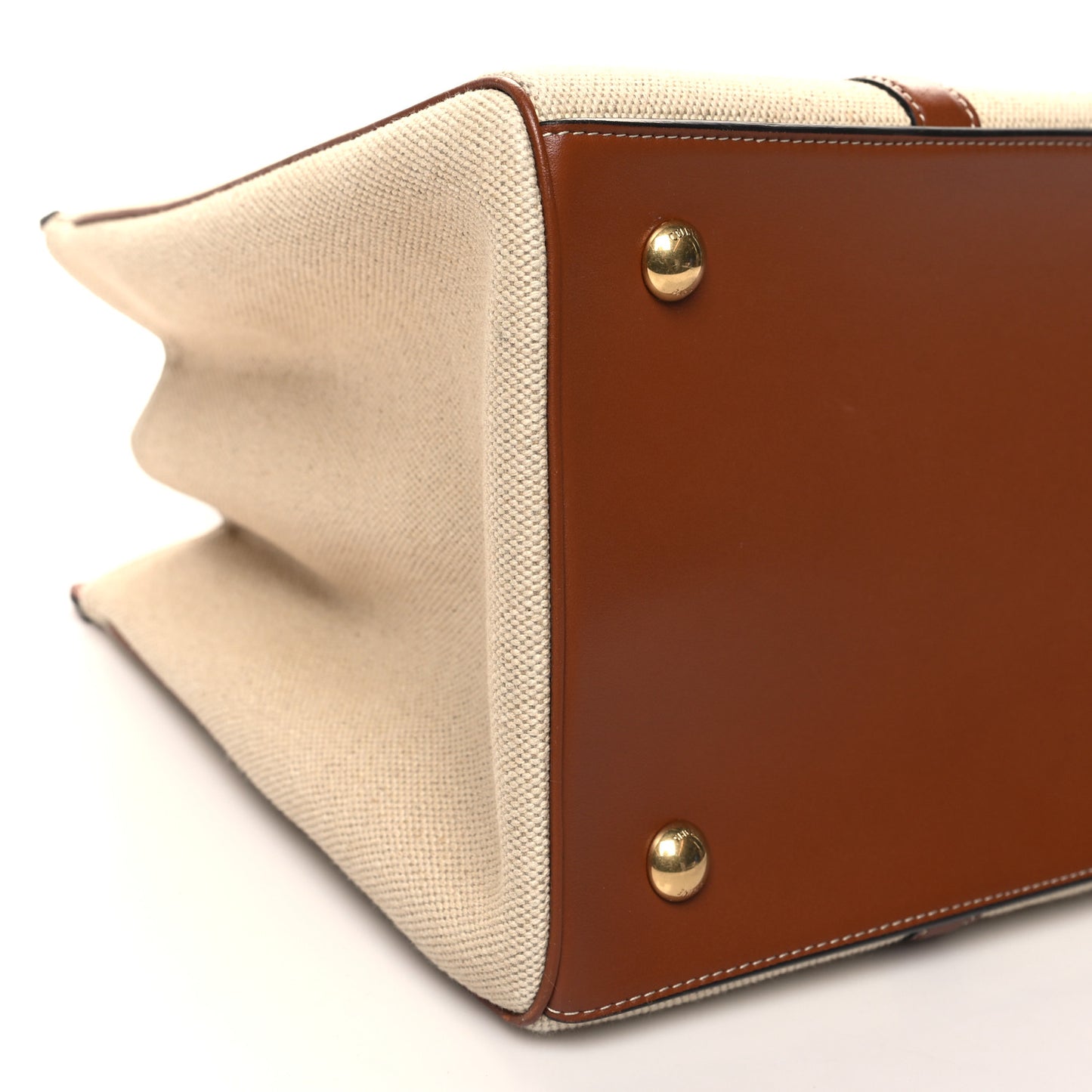 Canvas Calfskin Medium Cabas 16 Tote Natural Tan