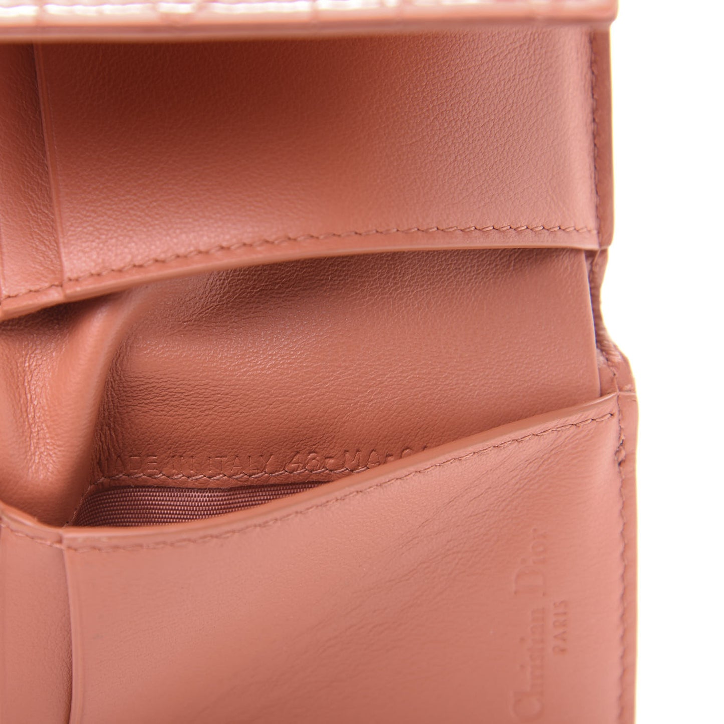 Patent Cannage Lady Dior Lotus Wallet Dark Coral