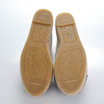 Chanel Toile Sequin CC Espadrilles 35 Beige Black 5 of 8