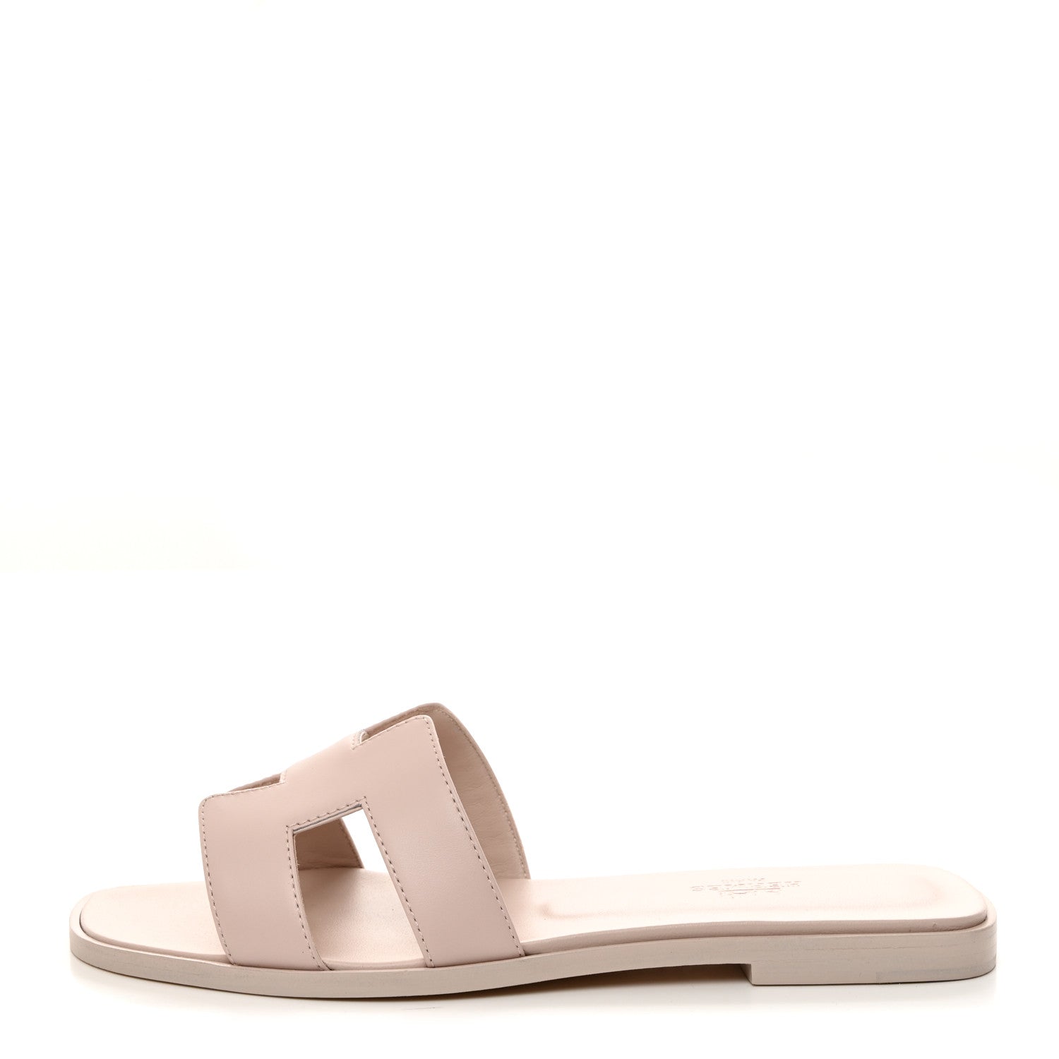 Hermes Box Calfskin Oran Sandals 37.5 Rose Pale 1 of 9