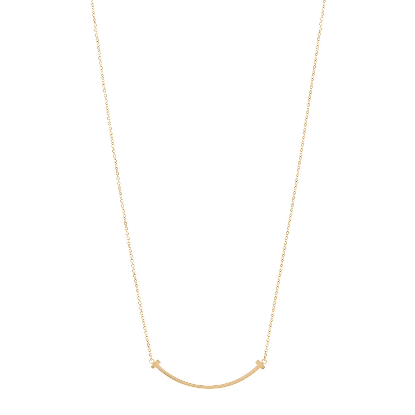 18K Yellow Gold Small T Smile Pendant Necklace