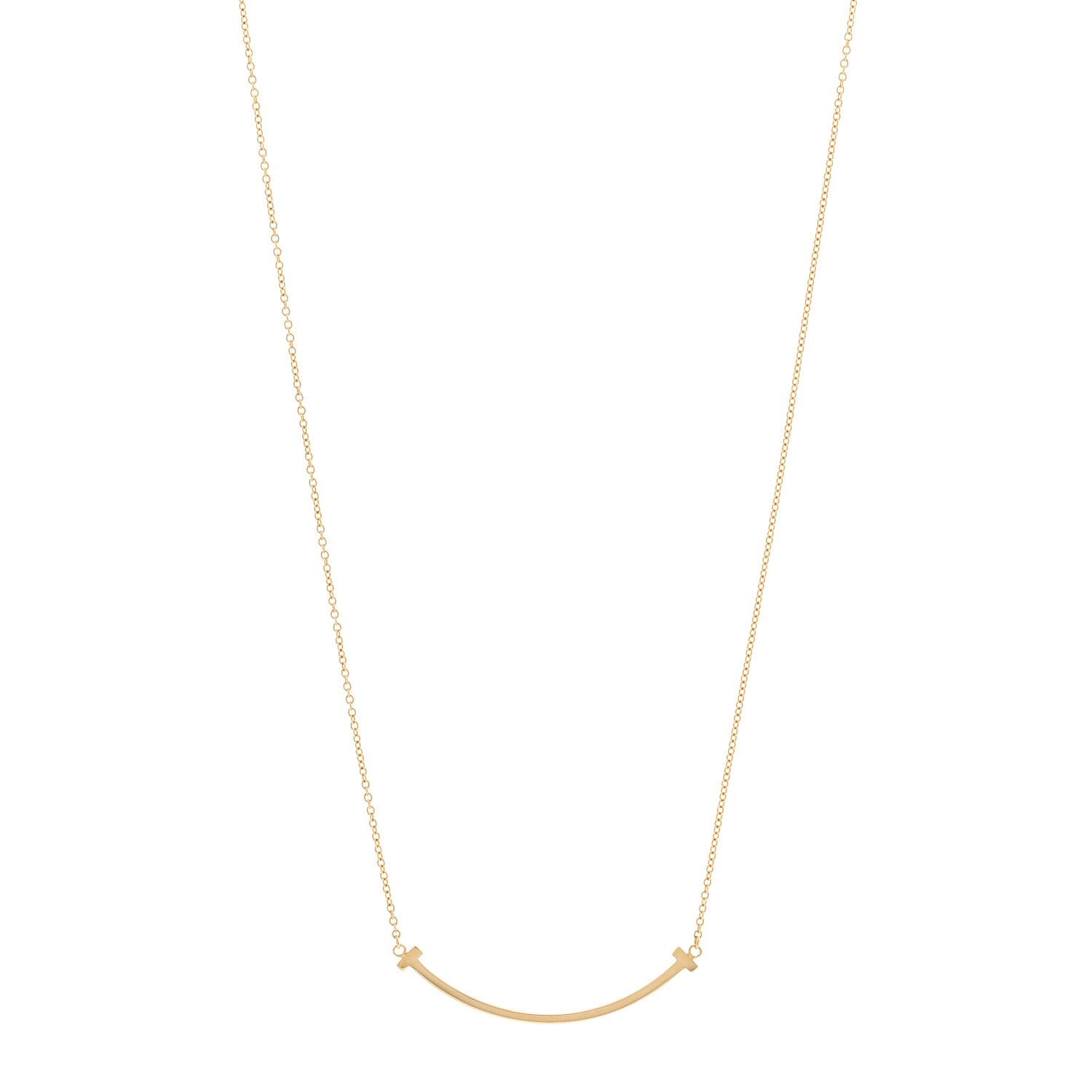 Tiffany 18K Yellow Gold Small T Smile Pendant Necklace 1 of 4