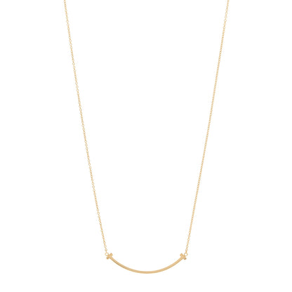 Tiffany 18K Yellow Gold Small T Smile Pendant Necklace 1 of 4