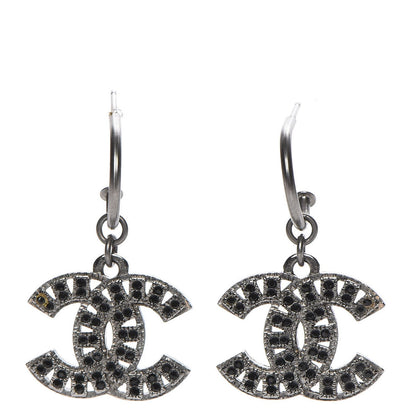 Chanel Crystal CC Drop Earrings Ruthenium 1 of 6