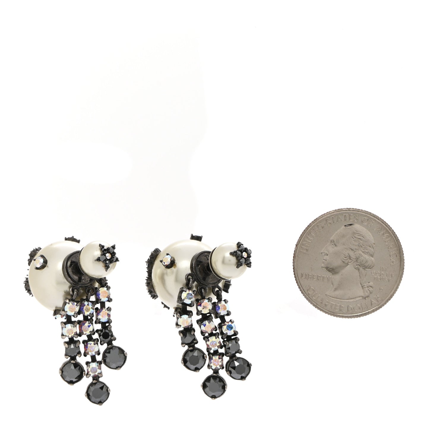 Pearl Crystal Tribales Butterfly Star Dangle Earrings Ruthenium Multicolor