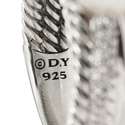 David Yurman Sterling Silver Diamond Pearl Cable Crossover Ring 54 7 4 of 4