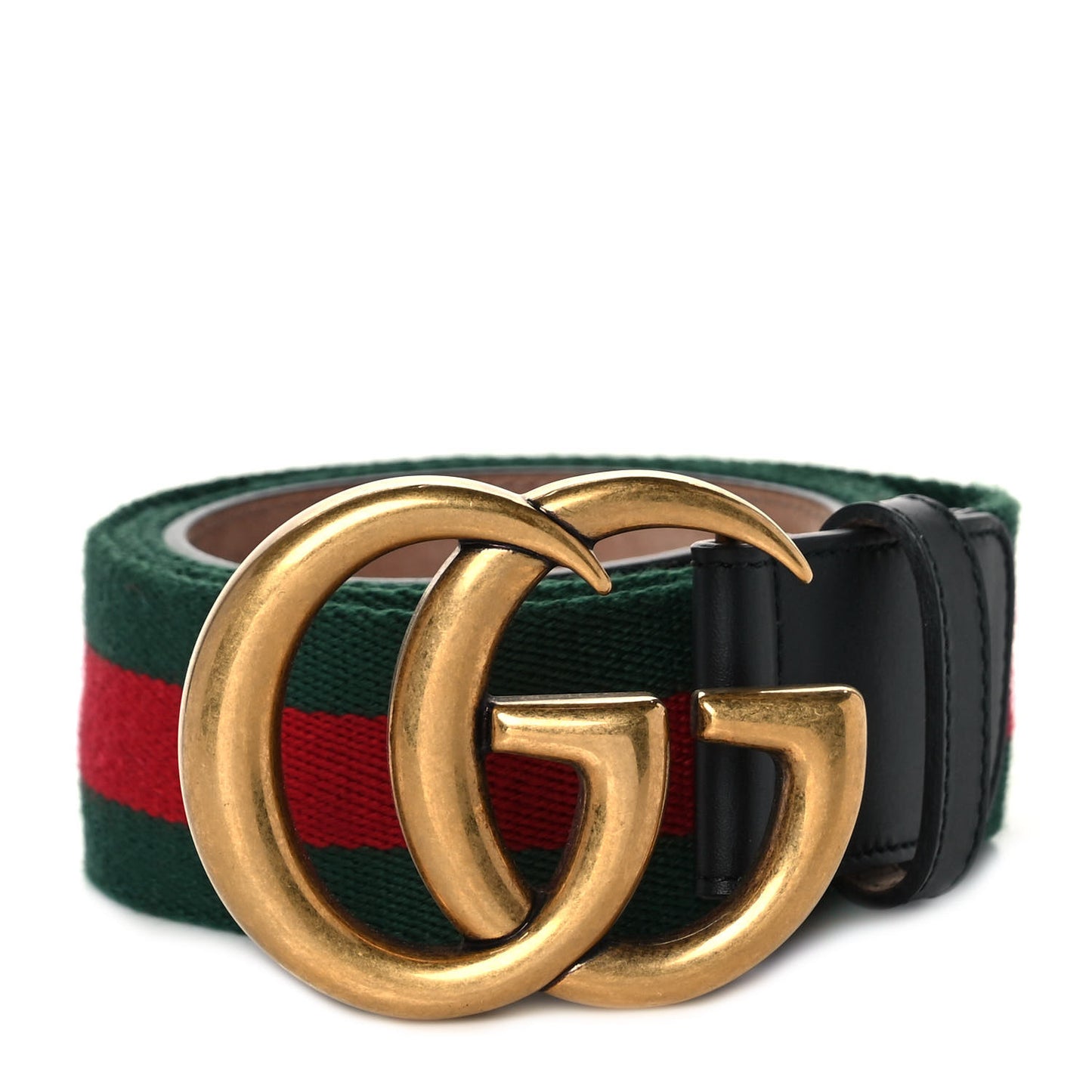 Nylon Textured Calfskin Double G Web 40mm Belt 110 44 Green Red Dark Cocoa
