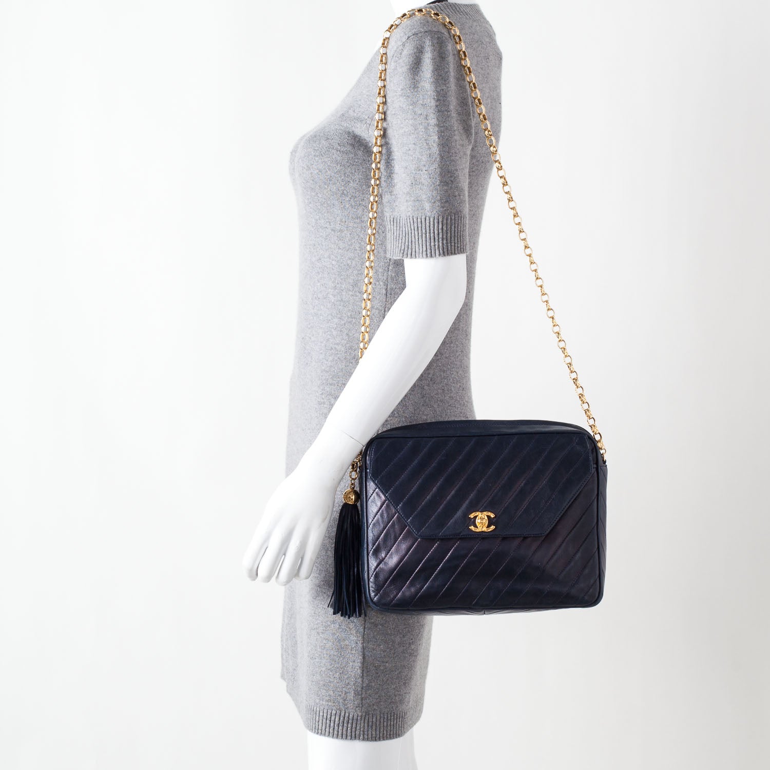 Chanel Lambskin Tassel Camera Case Navy 2 of 11
