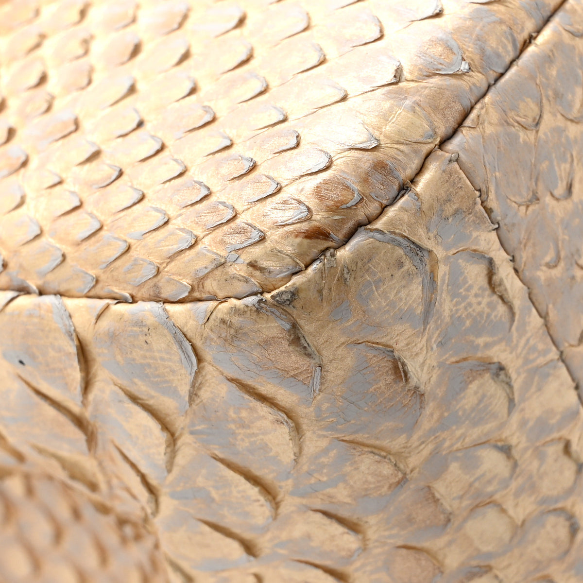 Metallic Snakeskin Mini Rectangular Flap White Gold