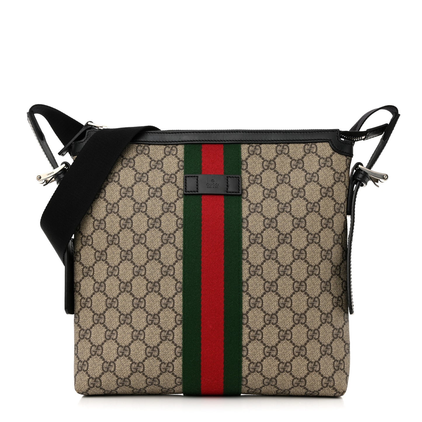 GG Supreme Monogram Web Messenger Bag Black